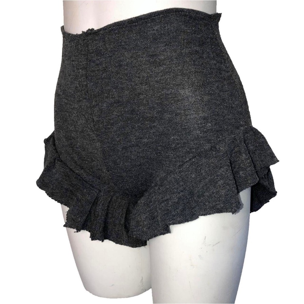 Charcoal Ruffle Knit Shorts
